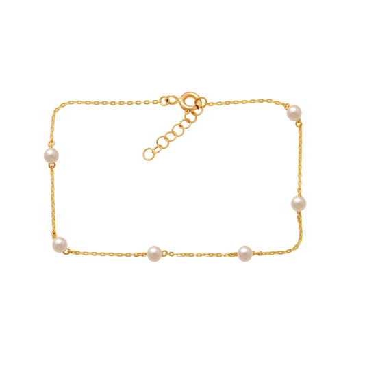 9k YG Fresh Water Pearl Oval Link Bracelet 45cm incl. 2cm adjustable links