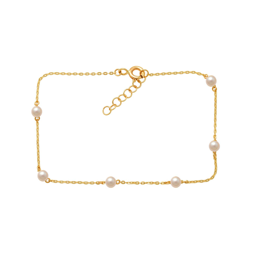 9k YG Fresh Water Pearl Oval Link Chain 45cm with O-Ring at 42cm