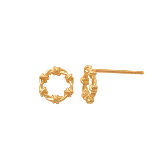 9k YG Knotted Stud Earrings 6.5mm