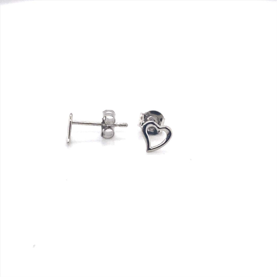 9k WG Curved Heart Stud Earrings 5.2x5.5mm