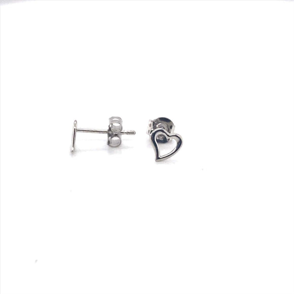 9k WG Curved Heart Stud Earrings