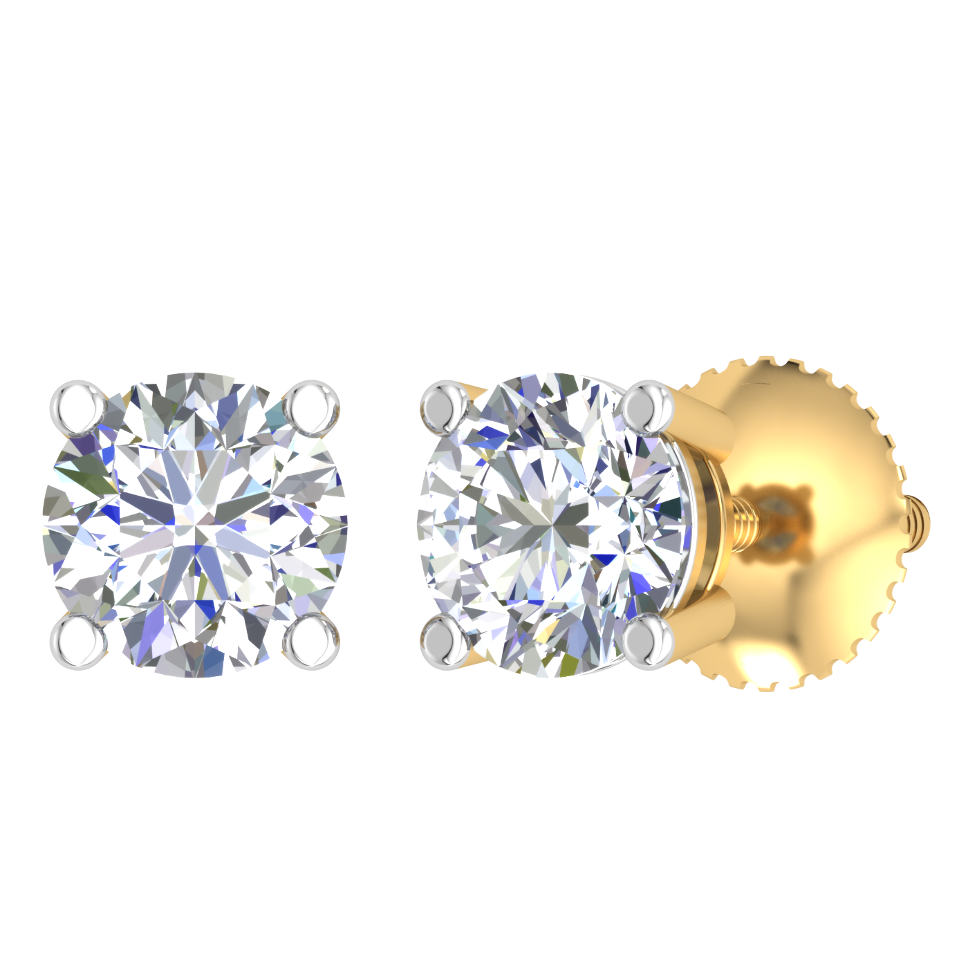 Lab Diamond Stud Earrings (2D=2ct)