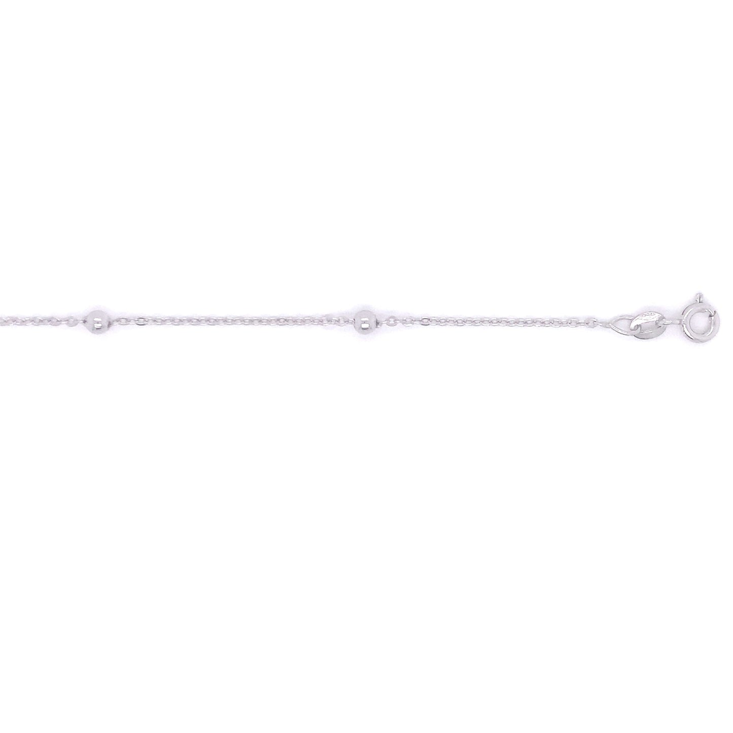 18k WG Italian Oval Link Bracelet with Balls 1.3mm wide (priced per gram)