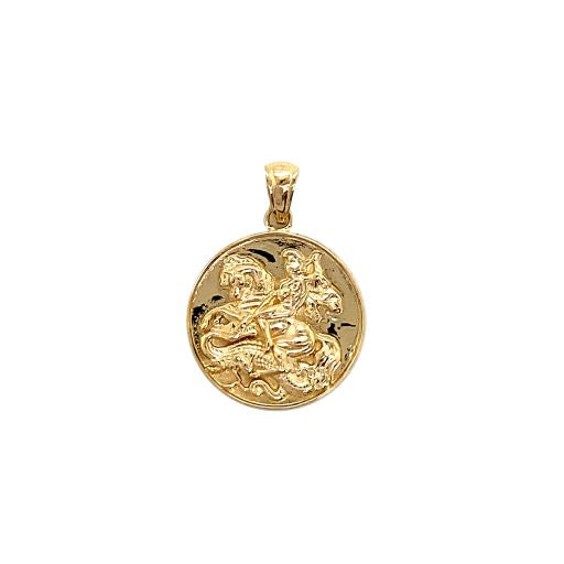 9k St George Medallion Pendant (17mm)