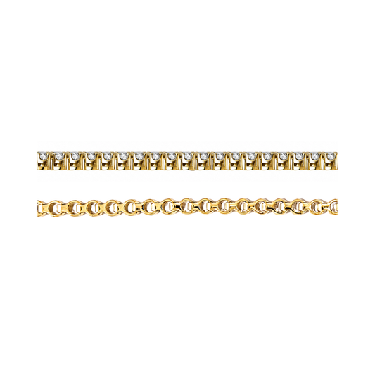 9k YG Lab Diamond Crown Set Tennis Bracelet 3mm wide 18cm. 55D Approx 2.5ct