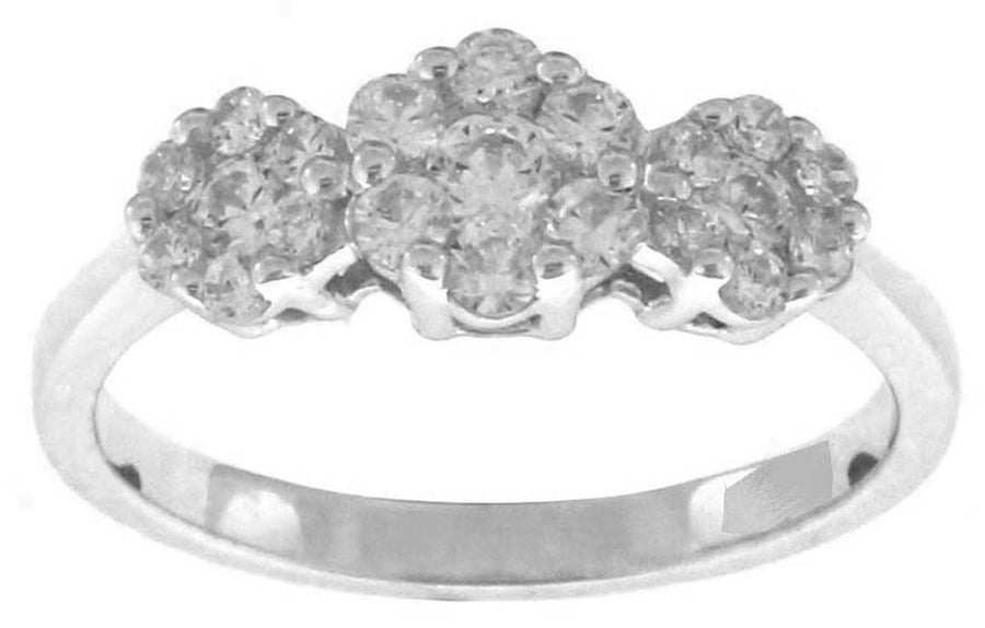 9k WG Trilogy Diamond Ring 21D=0.55ct Size P
