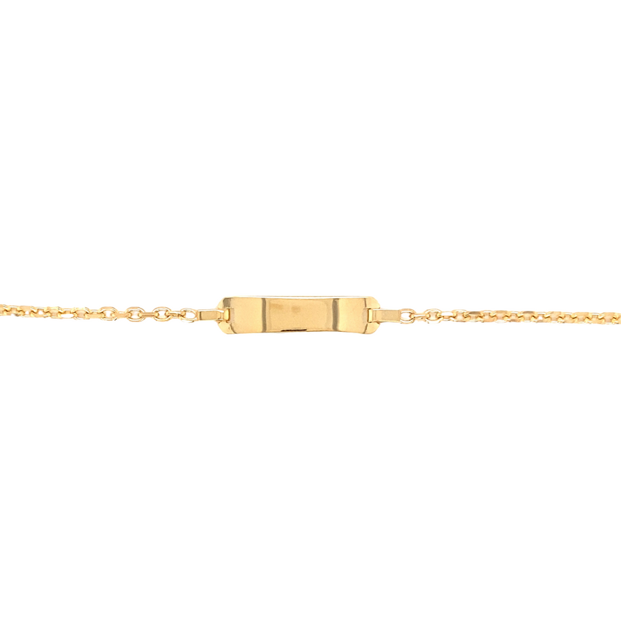 9k YG Italian Solid Oval Link ID Bracelet 2.0mm wide 19cm with O-Ring at 17cm. Approx 2.5g