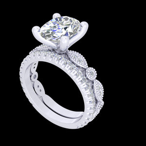 "Anabelle" Princess Cut Solitare Ring with Bespoke Marquise Illusion