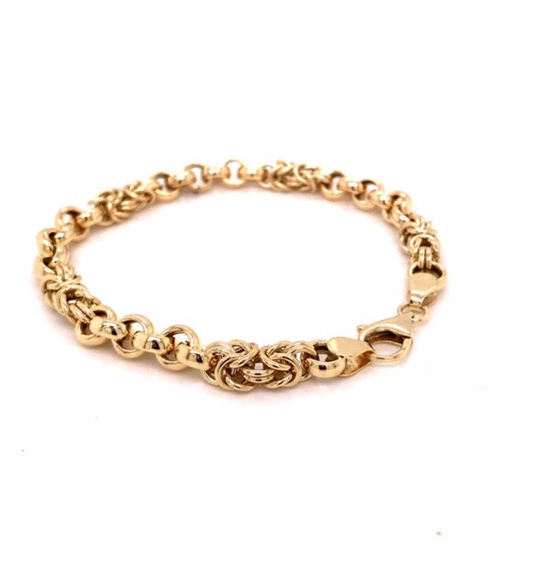 9k YG Fancy Hollow Belcher Chain 6mm wide 45cm