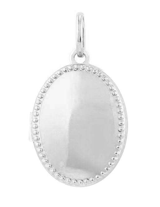 925 German Polished Oval Locket with beaded border 14x18mm