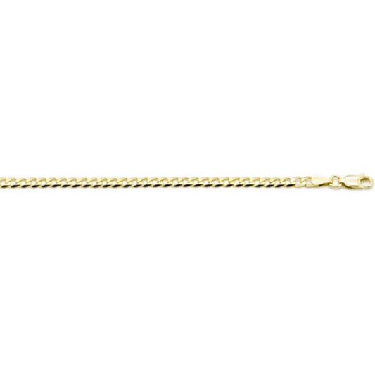 9k YG Italian Solid Flat Curb Chain 2.6mm wide 45cm . Approx 5.38g