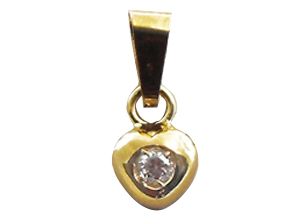 18k YG CZ Heart Pendant 7.5mm