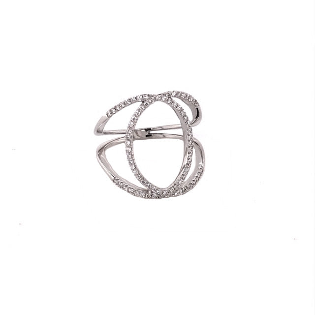 9k WG  Diamond Ring 18mm Wide Claw Set  72D = 0.475. Size Q
