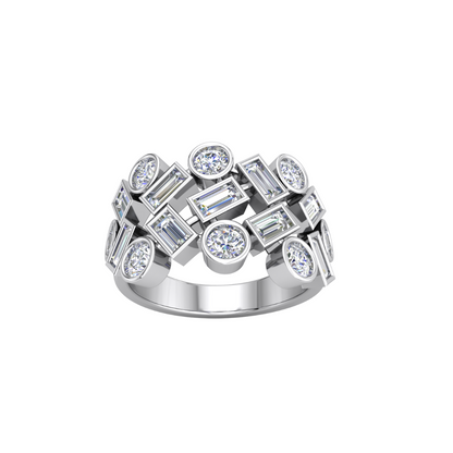 17D= 2.16ct Platinum Baguette & Bezel Set Ring