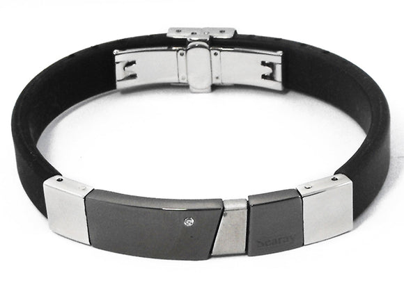 Grey Stainless Steel & Neoprene Bracelet