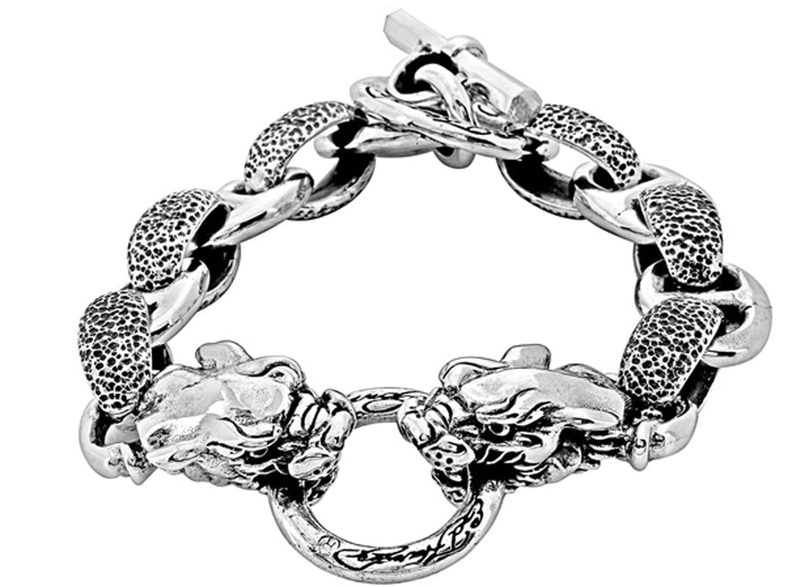 Stainless Steel Double Panthers Bracelet with T-Bar 24cm