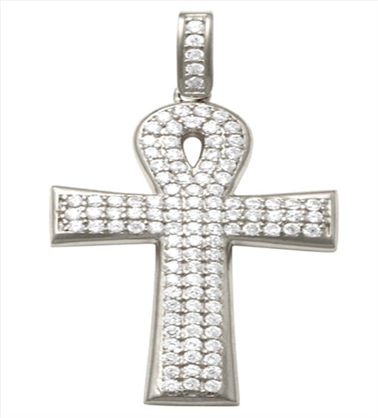 9k WG CZ Ankh Egyptian Cross 25x16mm