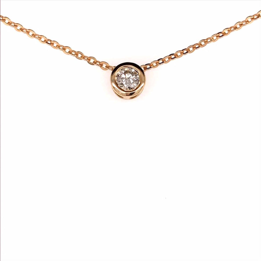 9k YG Diamond Pendant 1D=0.30ct Bezel Set. Meas. 6mm
