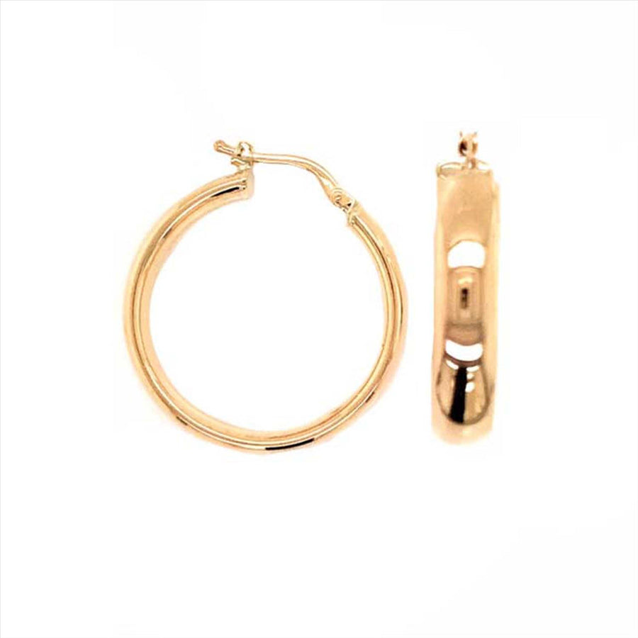 9k YG Round Hoop Earrings 10mm Diameter. HR Tube 5mm Wide