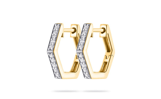 9k Hexagon Diamond Huggies