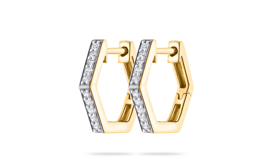 9k Hexagon Diamond Huggies