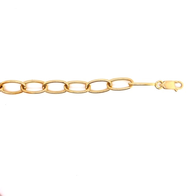 18k YG Solid Oval Link Bracelet with 8.4 x 15.0mm link 21.5cm .