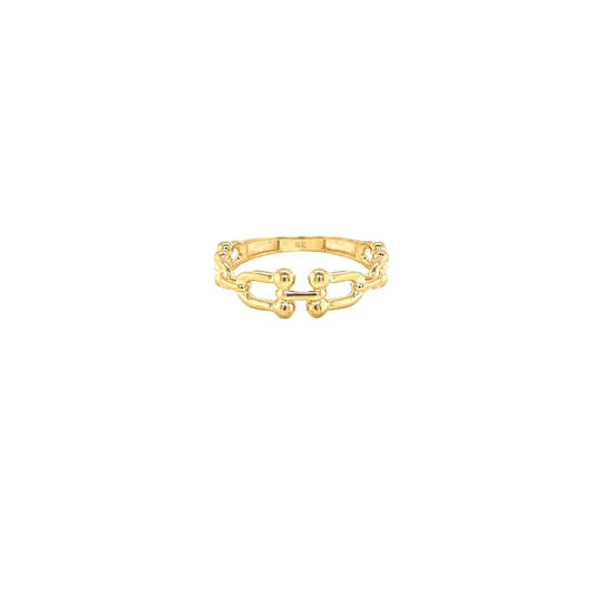 9k YG Chain-Link Ring with Gold Balls 6mm. Size L.