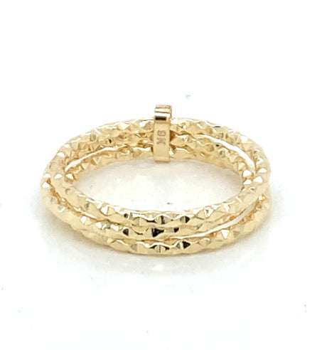 9k YG Faceted Triple Stacker Ring with Polished Joiner 4.2mm Size S
