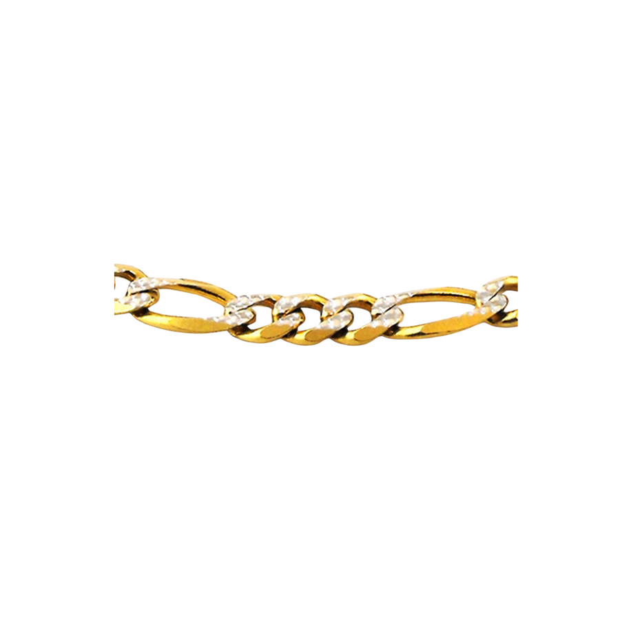 18k 2T Italian Solid 1 x 3 YG and WG Figaro Chain 4.1mm wide 42cm Approx 13.4g