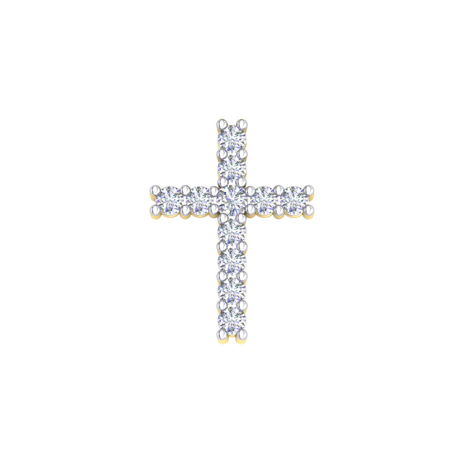 9k YG Claw-Set Diamond Cross 11D = 0.10ct with Hidden Bail Meas. 9.8mm x 7.2mm