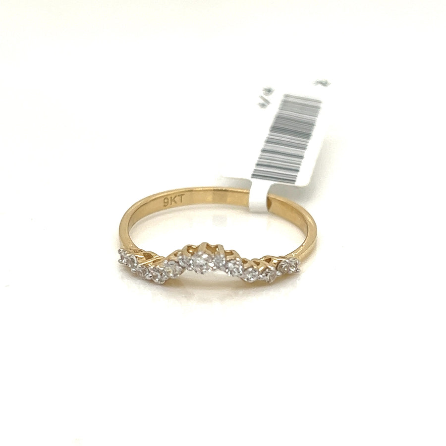 9k YG Wedding ring set with 13 CZs, to suit Engagement ring 9KAR187. Can be made in any alloy or colour.