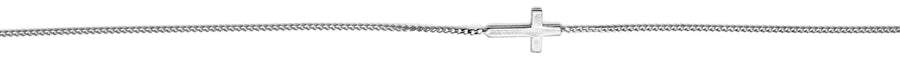18k WG Italian Solid Curb with Cross Chain 1.4mm wide 45cm incl 3cm adjustable links Approx 3.6g