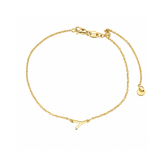 9k YG Letter Y Trace Bracelet (1.1mm)