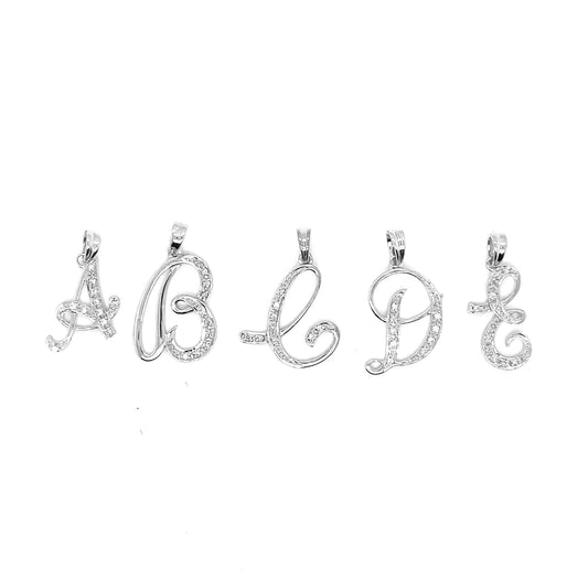 WG Diamond Script Letter Pendants (Various Letters Available)
