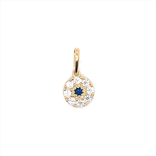 9k YG CZ Circle Pendant 7mm
