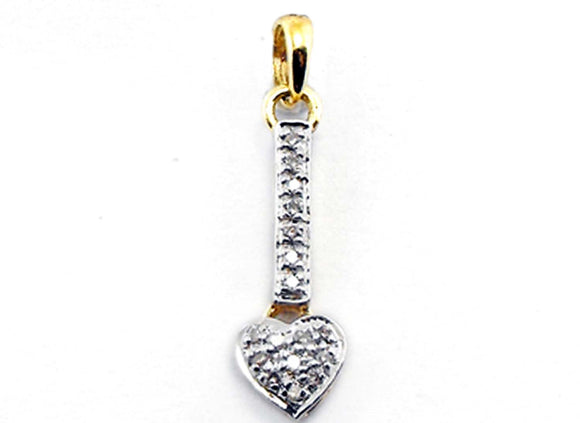 9k YG Diamond Drop Heart Pendant. 18x6mm