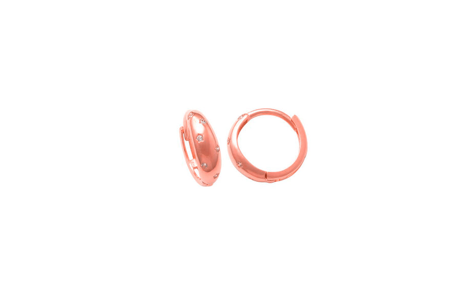 9k RG CZ Dome Huggie Earrings 12mm Diameter