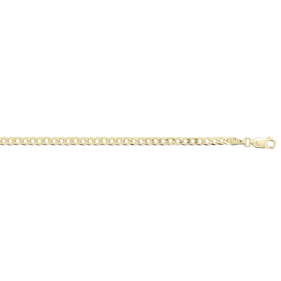 9k YG Italian Solid Flat Curb Chain 3.1mm wide 50cm . Approx 7.9g
