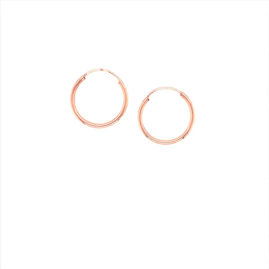 9k RG Round Sleeper Earrings 12mm Diameter. Round Tube 1.0mm Wide