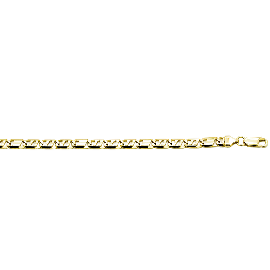 9k YG Italian Solid 3 x 1 Birdseye/Tiger Eye & Plate Chain 5.5mm wide 55cm . Approx 29.3g