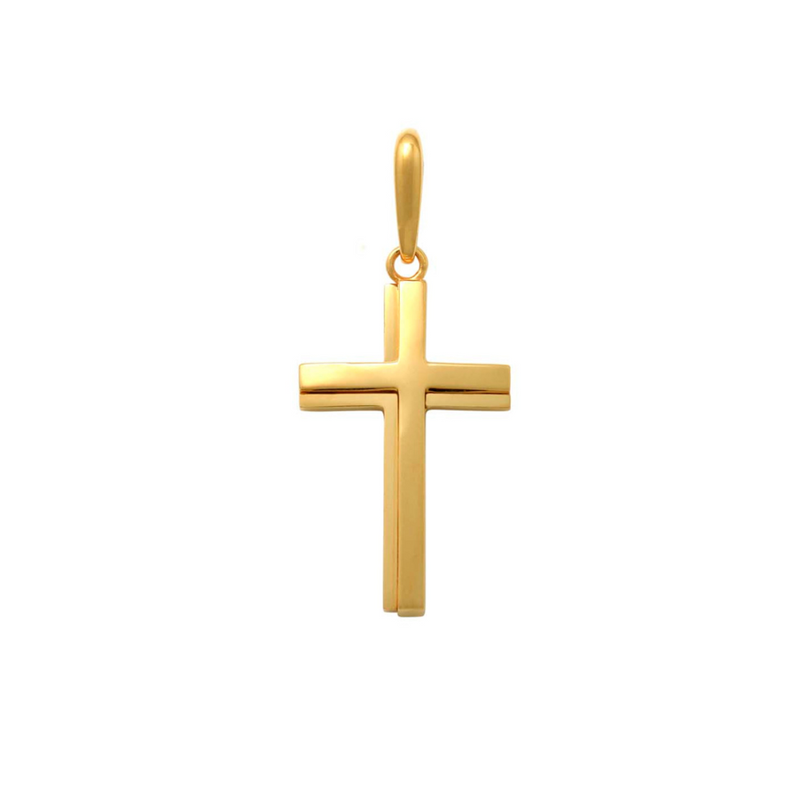 9k YG Solid Cross Pendant 25mm x 16mm