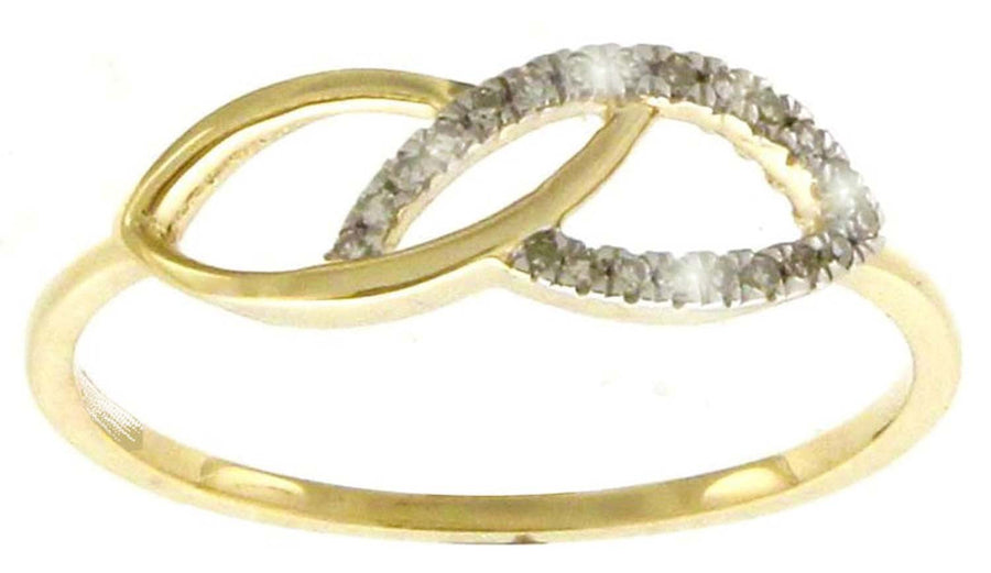 9k YG Diamond Dress Ring 22D=0.06ct Size M