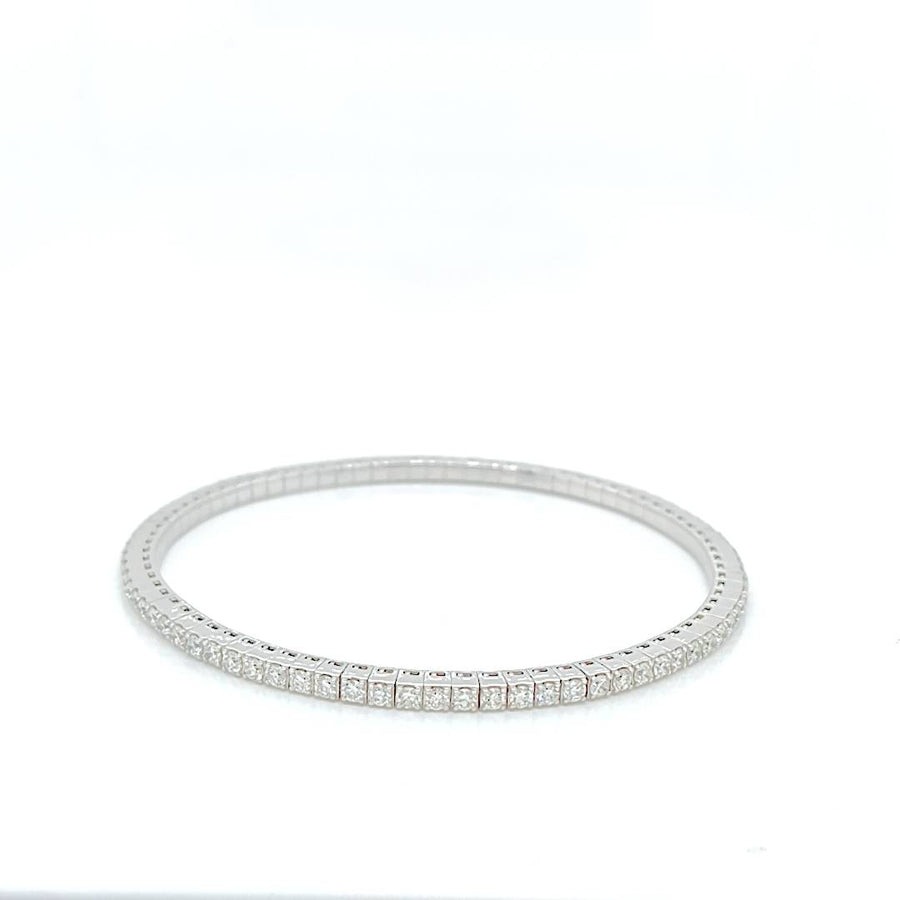 9k WG Expandable Diamond Tennis Bracelet, 86D = 2.73ct, SI1 G. 60mm