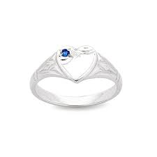 9k WG Sapphire Heart Signet Ring