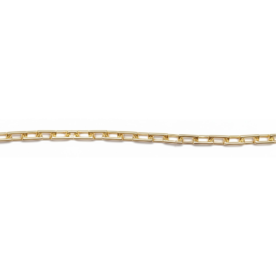 9k YG Hollow Square Paperclip Bracelet 15x7.3mm Wide, 19cm