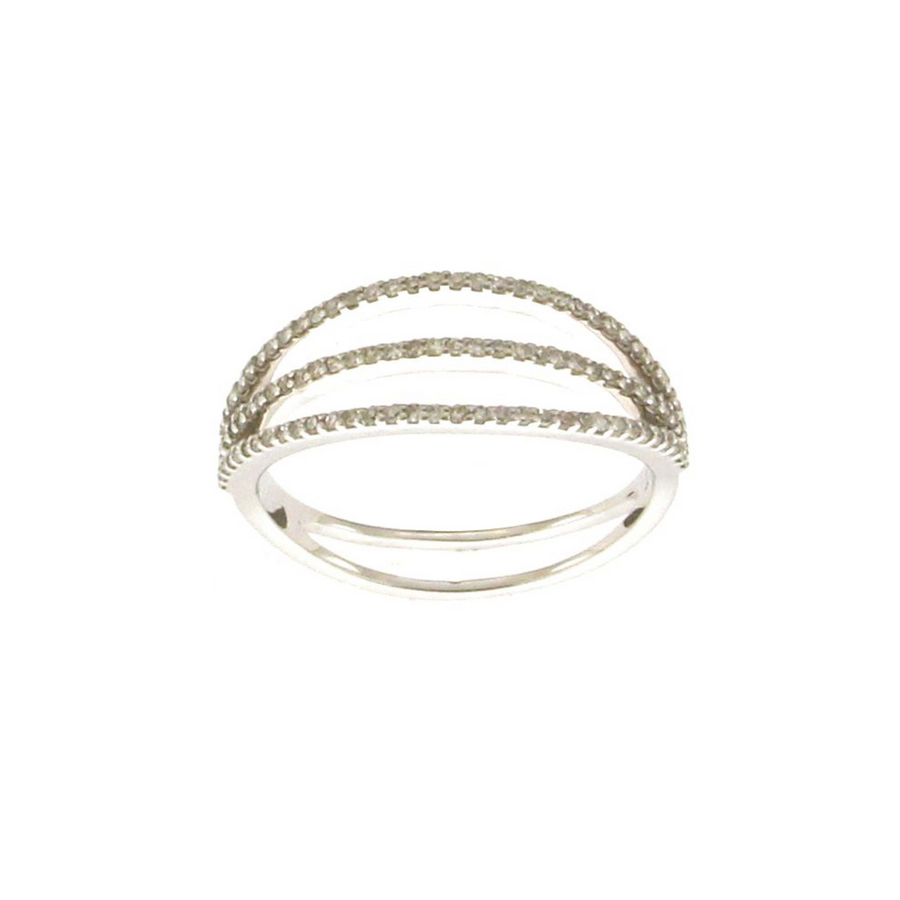 9k WG 3 Row Diamond Ring 99D=0.27ct Size M