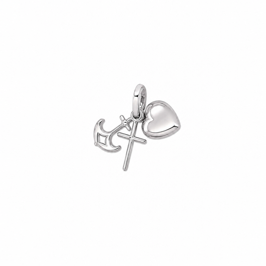 9k WG Faith Hope & Charity Pendant (Cross Anchor Heart) 8mm