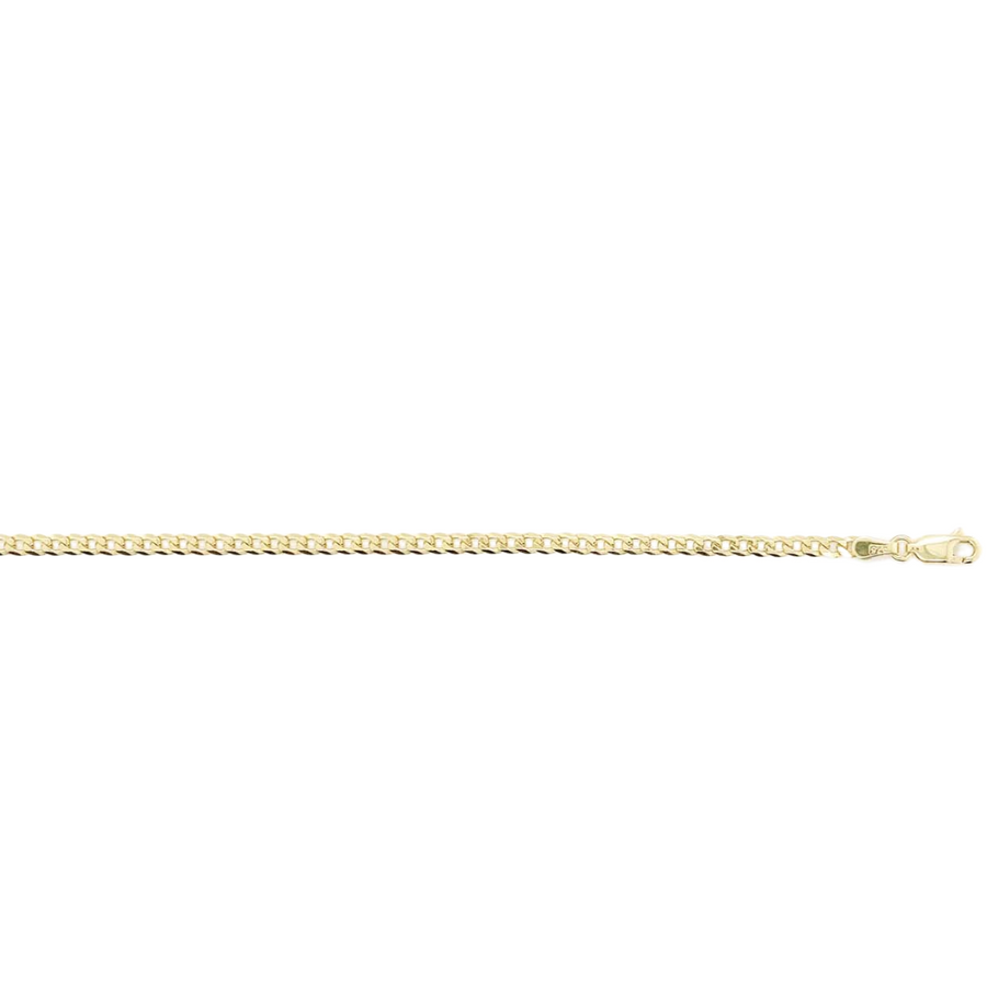 9k YG Italian Solid Flat Curb Bracelet 3mm wide 19cm . Approx 3.05g
