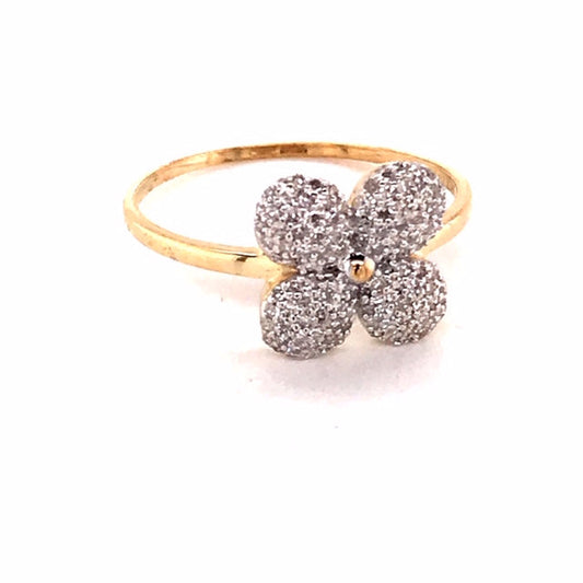 9k YG Diamond Flower Ring 112D=0.33ct