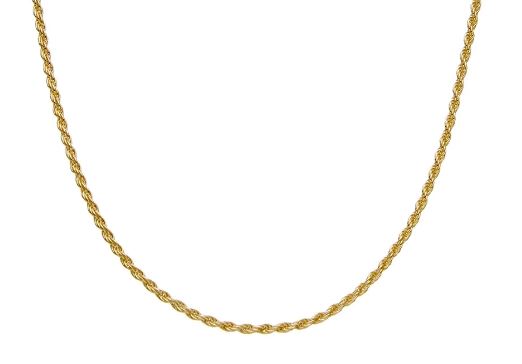 9k YG Italian Solid Diamond-Cut Rope Chain 1.2mm Wide 42cm (priced per gram)